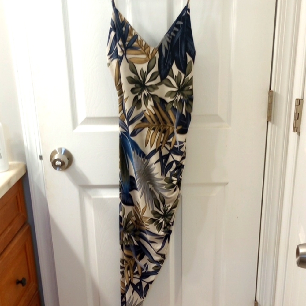 Tropical Print Asymmetrical Dress